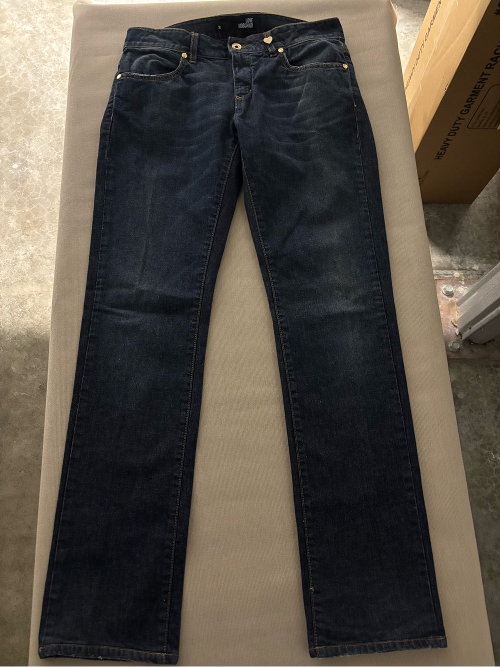 Love Moschino Dark Wash Skinny Jeans Heart Logo 30